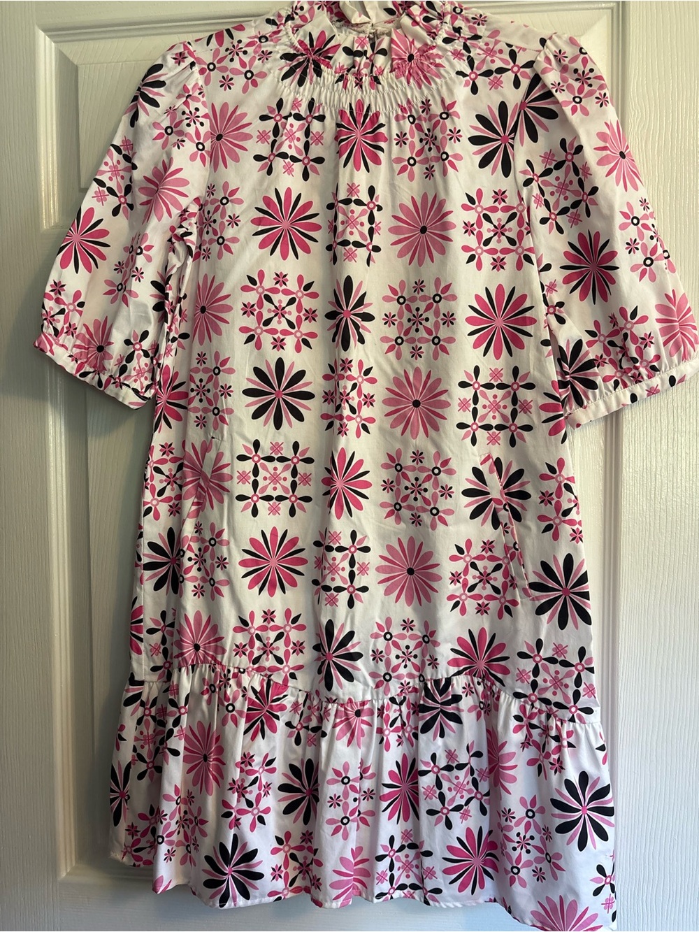 Tyler Boe White Dress with Pink & Black Floral Print